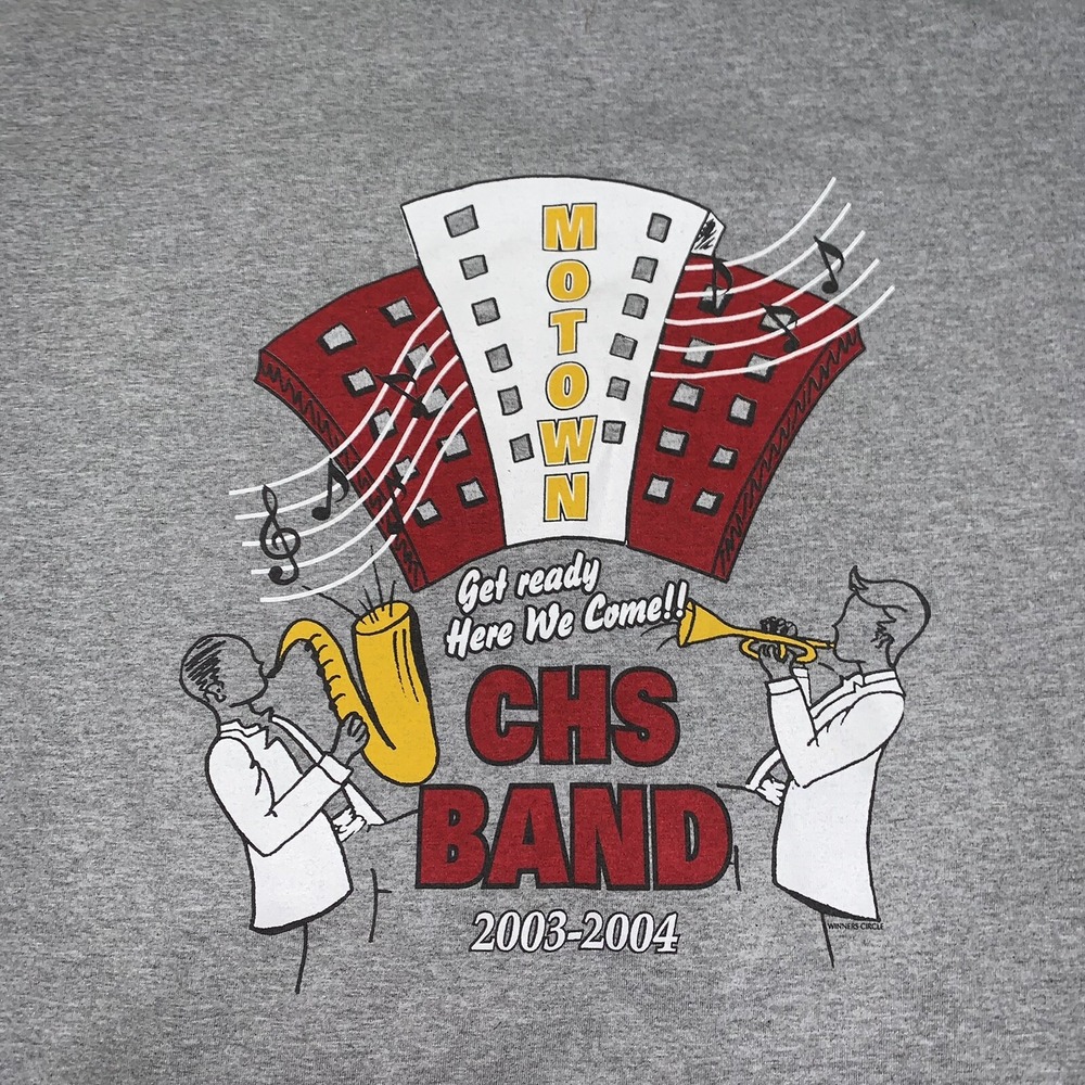 Vintage Anvil T Shirt Corinth High School 2003 Motown Band Grey Mens L